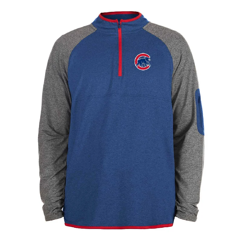 Chicago Cubs Two Tone Walking Bear Quarter Zip Sweatshirt Monochromatic Office Style