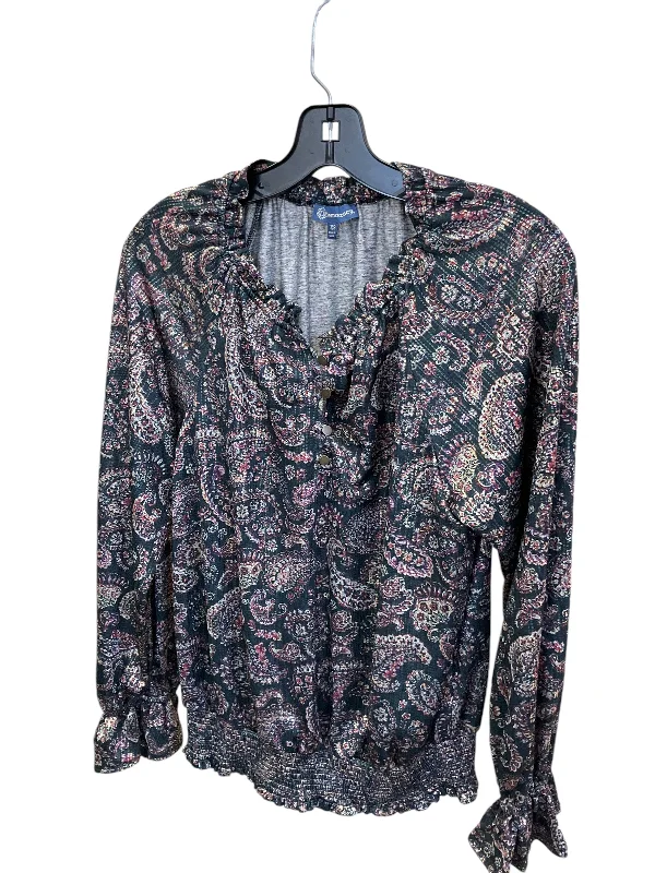 Top Long Sleeve By Democracy In Paisley, Size: Xs Unique Men's Patch