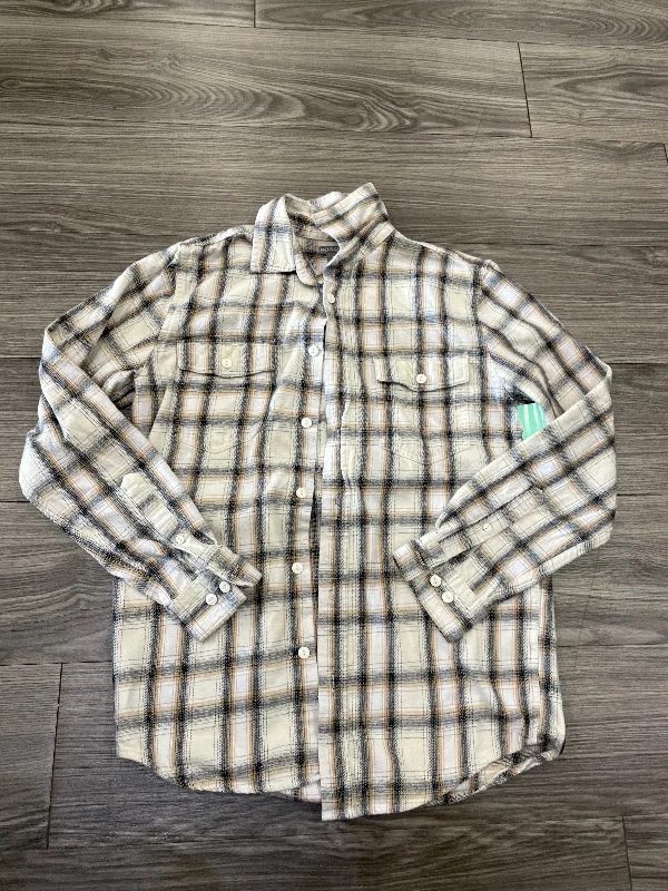 Top Long Sleeve By Falls Creek In Plaid Pattern, Size: S Minimalist Men's Casual 