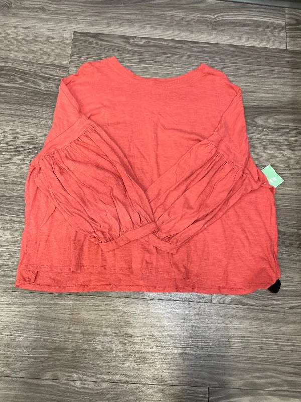 Top Long Sleeve By Time And Tru In Coral, Size: Xl Laid