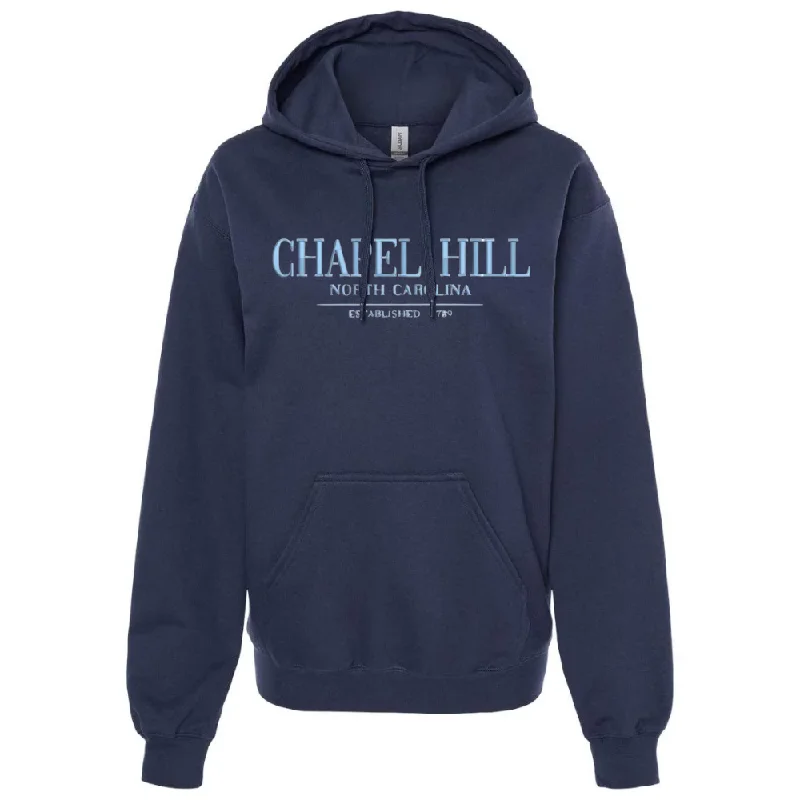 Chapel Hill North Carolina Embroidered Navy Chill Hoodie Bold Men's Statement