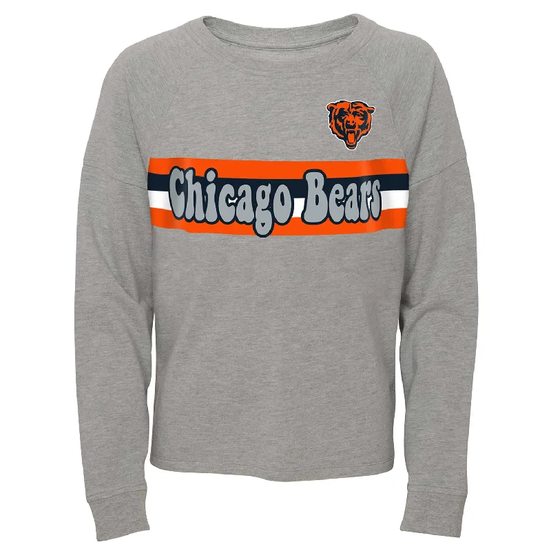 Chicago Bears Youth Girls Striped Up Crew Sweatshirt Relaxed Men's Beach