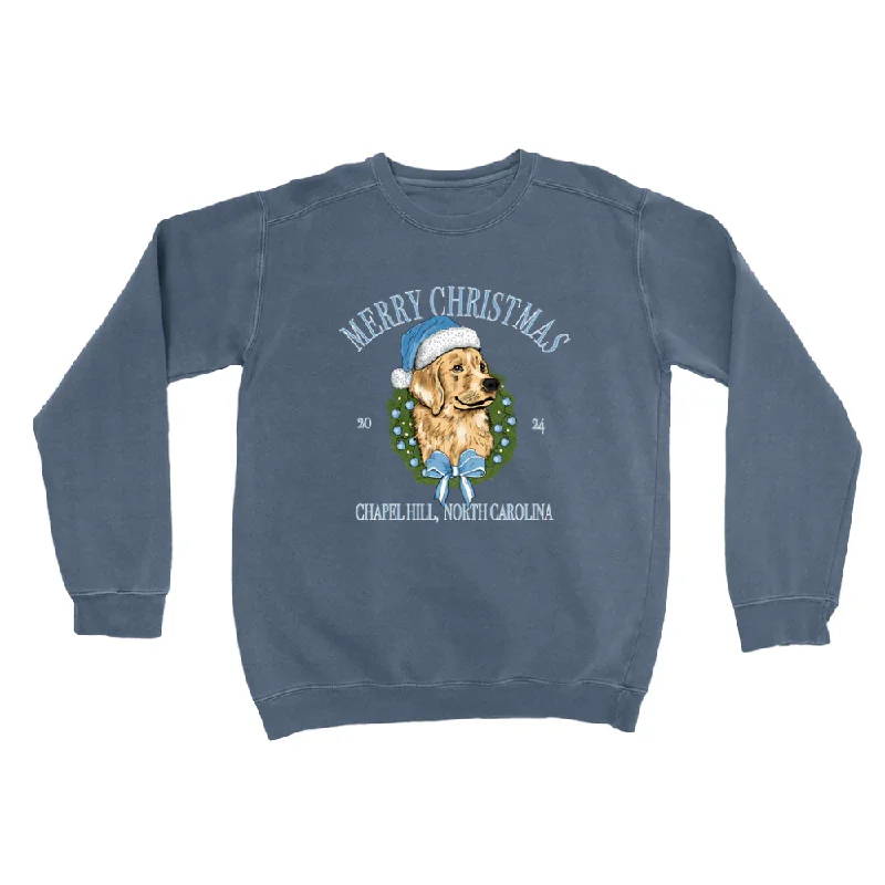 Chapel Hill Dog Christmas Comfort Colors Crewneck Sweatshirt Sharp Men's Italian