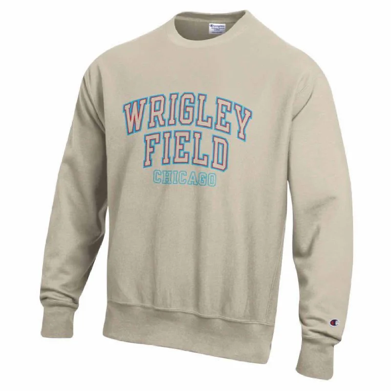 Wrigley Field Champion Reverse Weave Oatmeal Crewneck Sweatshirt Sophisticated Men's 