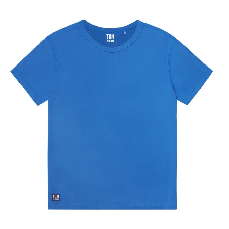 Nautical Blue Short Sleeve Rash Guard Laid