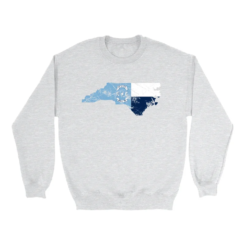 North Carolina Distressed State Flag Ash Grey Adult Sweatshirt Business