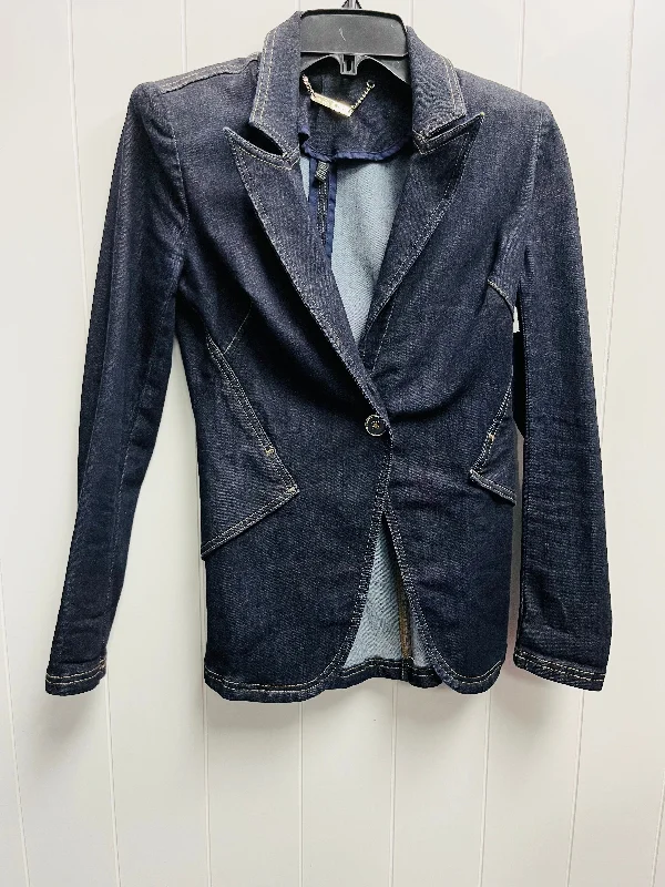 Blazer By White House Black Market In Blue Denim, Size: 0 Trendy Men's Oversized