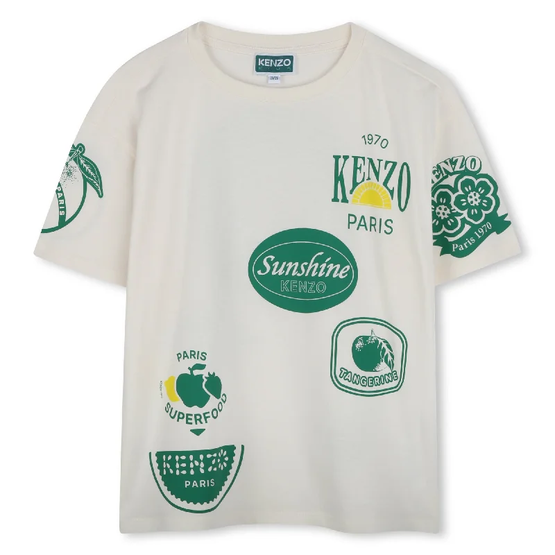 K61148-BOYS SS TEE W/ ALLOVER FRUIT STICKER LOGOS-OFFWHITE British Gentleman Style