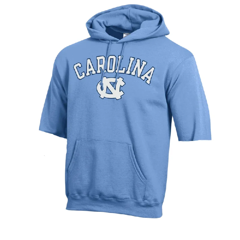 UNC Cut Sleeves Hoodie in Carolina Blue Basic from Shrunken Head Refined Men's Velvet