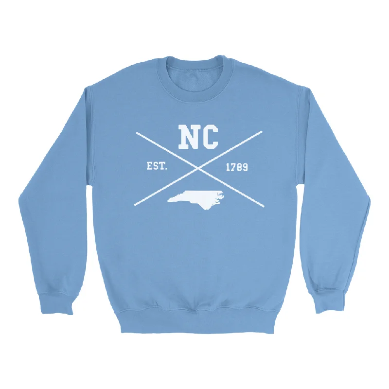 North Carolina Blue X Logo Adult Sweatshirt Laid