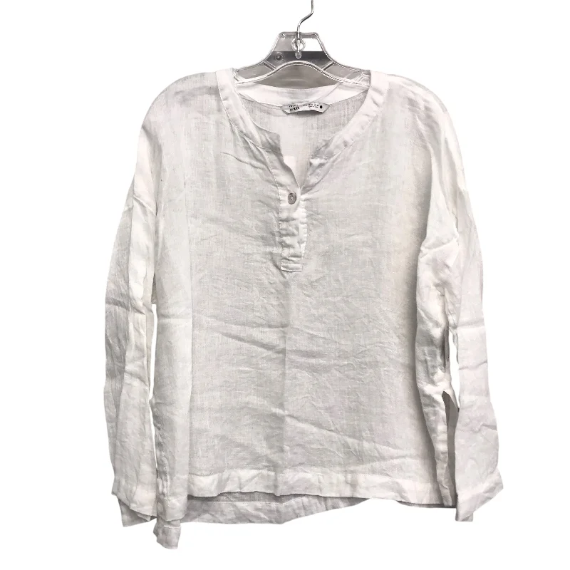 Top Ls By Zara In White, Size:M Polished Men's Satin