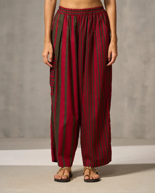 Jambiani Pants - Red & Oak Brown Print Monochromatic All