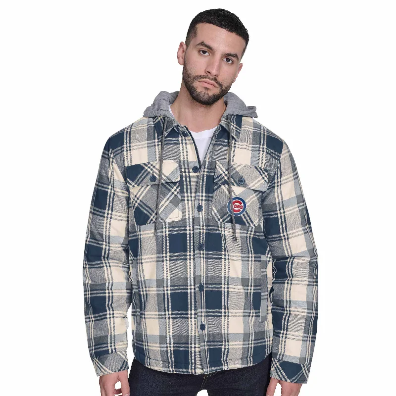 Chicago Cubs Fullback Plaid Hooded Jacket Sophisticated Men's French